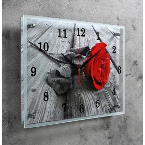 Часы настенные, серия: Цветы, "Красная роза", 30х40  см, микс