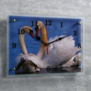 Часы настенные, серия: Животный мир, "Лебеди", 25х35  см, микс
