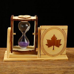 Песочные часы "Кленовый лист", сувенирные, с карандашницей, 10 х 13.5 см, микс