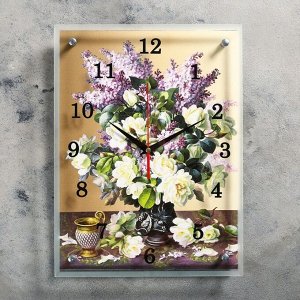 Часы настенные, серия: Цветы, "Букет сирени", 30х40 см