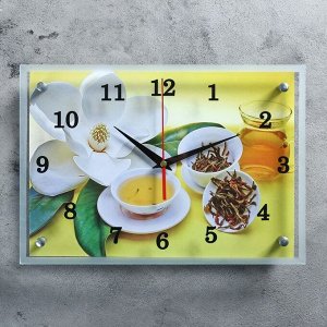 Часы настенные, серия: Цветы, "Чайная церемония" 25х35 см