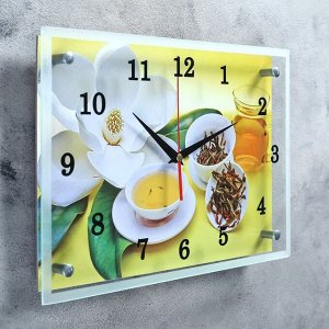 Часы настенные, серия: Цветы, "Чайная церемония" 25х35 см