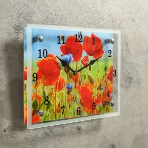 Часы настенные, серия: Цветы, "Маки в поле", в ассортименте 20х25 см