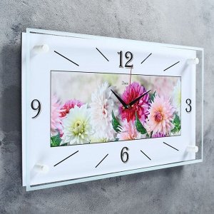Часы настенные, серия: Цветы, "Астры", 26х52 см