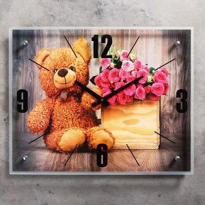 Часы настенные, серия: Цветы, "Плюшевый мишка", 40х50  см, микс