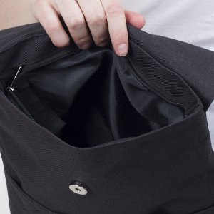 Рюкзак-сумка, отдел на клапане, 3 наружных кармана, цвет чёрный