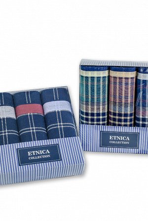 Мужские носовые платки в подарочной коробке "Etnica Collection", 3 шт.