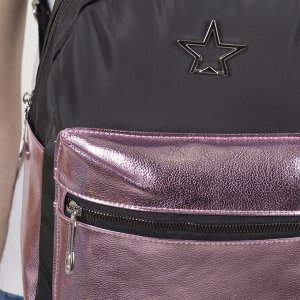 Рюкзак молодёжный, отдел на молнии, наружный карман, 2 боковых кармана, цвет чёрный/розовый