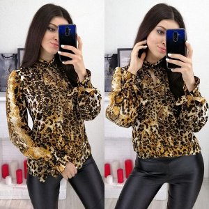 Рубашка Женская 3503 &quot;Леопард&quot; Коричневая