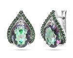 Серьги, мистик кварц , наноизумруд, Дени