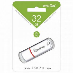 Флэш-диск 32 GB, SMARTBUY Crown, USB 2.0, белый, SB32GBCRW-W