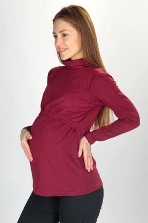 Водолазка для беременных икормящих цвет бордовый
