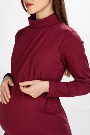 Водолазка для беременных икормящих цвет бордовый