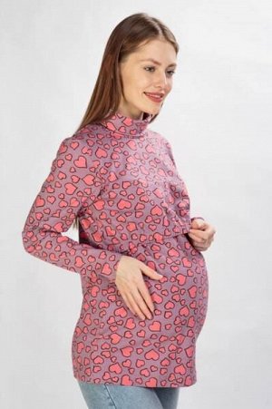 Водолазка для беременных икормящих «Сердечки»
