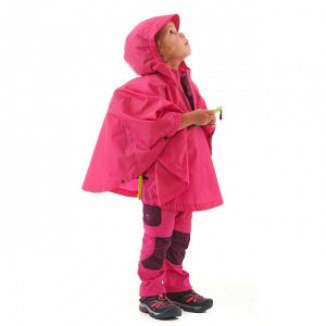 Пончо для походов водонепроницаемое для детей 2-6 лет розовое MH100 KID QUECHUA