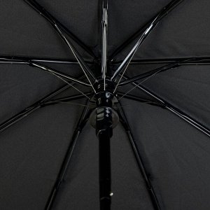 Зонт полуавтоматический «Однотонный», 3 сложения, 9 спиц, R = 49 см, цвет чёрный