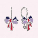 Серьги детские из серебра с эмалью родированные