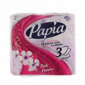 Туалетная бумага Papia Bali Flower, 3 слоя, 4 рулона