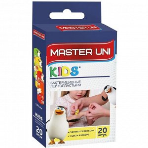 Лейкопластырь Master Uni Kids на полимерной основе с рисунками 20 шт