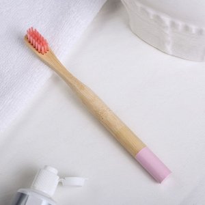 Зубная щётка для детей, бамбук «Розовая», 15 ? 2 ? 1,5 см