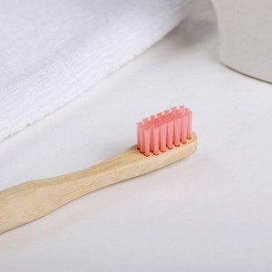 Зубная щётка для детей, бамбук «Розовая», 15 * 2 * 1,5 см