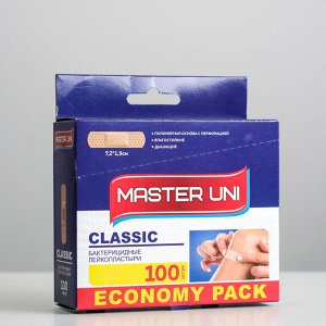MASTER UNI Classic Лейкопластырь бактерицидный на полимерной основе 72 х 19 мм, 100 шт