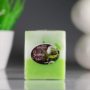 Свеча- куб с мозаикой "Зелёный чай" ароматическая, 5*6 см