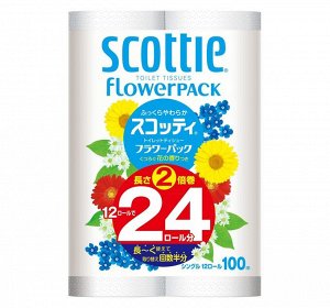 Мягкая туалетная бумага особоплотной намотки, Crecia "Scottie FlowerPACK 2", однослойная 12 рул (100м) / 4