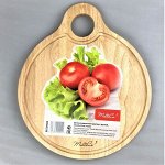 Доска разделочная, d 34 см, с ручкой, круглая, Гевея, 1/12