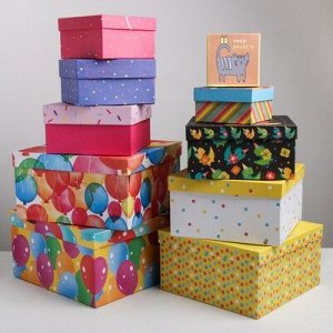 Набор подарочных коробок 10 в 1 «Поздравления», 10.2 ? 10.2 ? 6?28.2 ? 28.2 ? 15 см