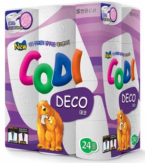 Особомягкая туалетная бумага "Codi Pure Deco Soft&Strong" (двухсл, с тиснёным рисунком) 45 м *24 рул