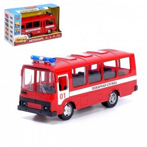 Автобус инерционный «Пожарная служба», 1:32, свет и звук