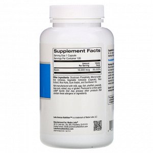 Lake Avenue Nutrition, Биотин, 10 000 мкг, 120 растительных капсул