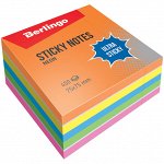 Самоклеящийся блок Berlingo &quot;Ultra Sticky&quot;, 75*75мм, 450л, 5 неоновых цветов + 1 белый