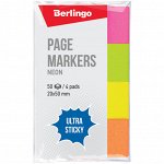 Флажки-закладки Berlingo &quot;Ultra Sticky&quot;, 20*50мм, 50л*4 неоновых цвета