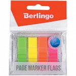 Флажки-закладки Berlingo 45*12 мм, 20л*4 неоновых цвета, в диспенсере, европодвес