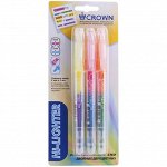 Набор текстовыделителей двухсторонних Crown &quot;Multi Hi-Lighter Twin&quot; 3шт., 6цв., 3/2мм, блистер