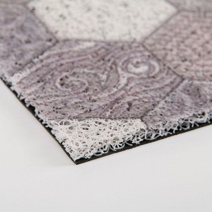 Коврик придверный Доляна «Мозаика», 46x75 см, цвет серый