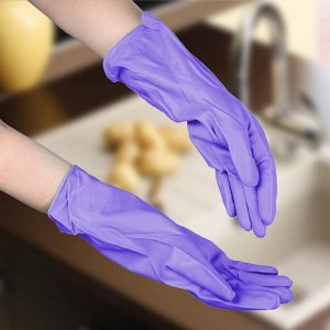 Перчатки хозяйственные защитные Доляна, суперпрочные, размер L, ПВХ, 100 гр, цвет фиолетовый