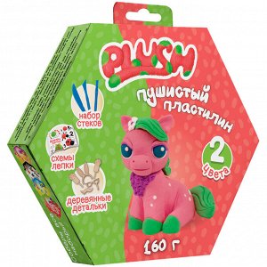 Набор для лепки: пушистый пластилин "Plush" 2цв.*80г (розовый, зеленый), дерев. детали, стеки