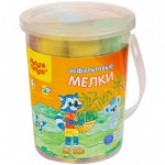 Мелки цветные для асфальта Мульти-Пульти &quot;Енот в Австралии&quot;, 8шт., 5цв, круглые, пласт. ведро