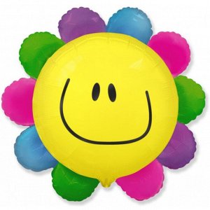 Фольга шар Цветик - многоцветик солнечная улыбка 30"/75 см