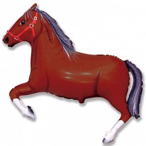 Фольга шар Лошадь темно-коричневая 42"/ 105 см