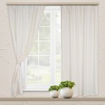 Комплект портьер для кухни Жаккард Лен молочный135*180*2шт