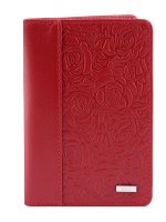 Обложка паспорт PAGE RED кожа малиновый тиснение