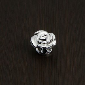 Ручка кнопака Rose 01, белая с серебряным