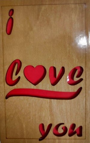 ОТК0072 Стильная деревянная открытка "I love you" _стр., 140х90х3мм, Блистерная упаковка