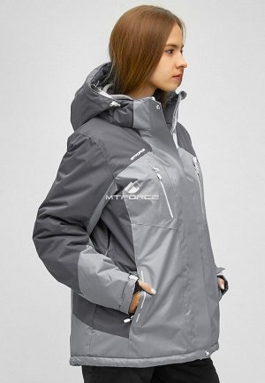 Женский зимний костюм горнолыжный большого размера серого цвета 01850Sr
