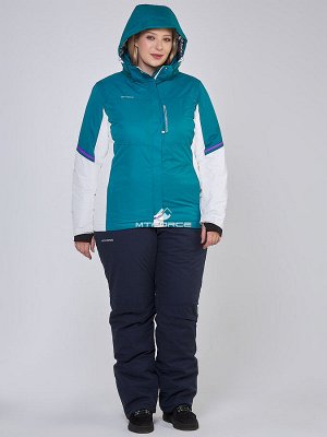 Женский зимний костюм горнолыжный большого размера бирюзового цвета 01934Br