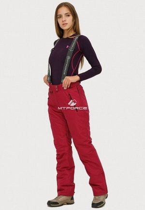 Женские зимние горнолыжные брюки бордового цвета 906Bo